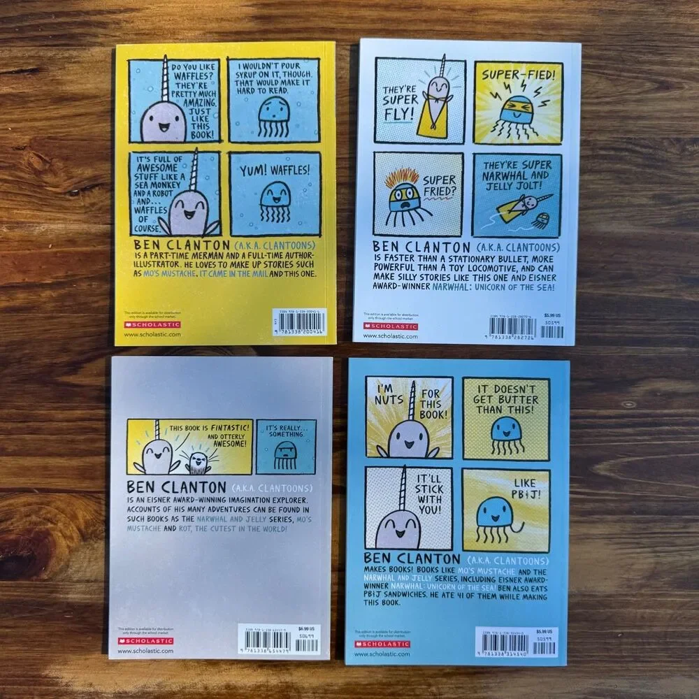 Lot of Narwhal and Jelly Books 1 - 4 Ben Clanton Age 6-9 Grade 1-4 Graphic Novel